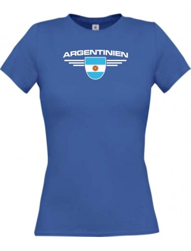 Lady T-Shirt Argentinien, Wappen, Land, Länder, royal, L