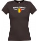 Lady T-Shirt Belgien, Wappen, Land, Länder, braun, L