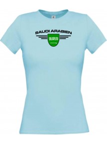 Lady T-Shirt Saudi Arabien, Wappen, Land, Länder, hellblau, L