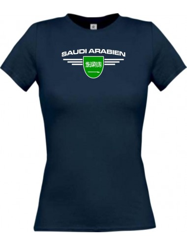 Lady T-Shirt Saudi Arabien, Wappen, Land, Länder, navy, L
