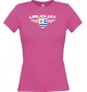Lady T-Shirt Uruguay, Wappen mit Wunschnamen und Wunschnummer Land, Länder, pink, L