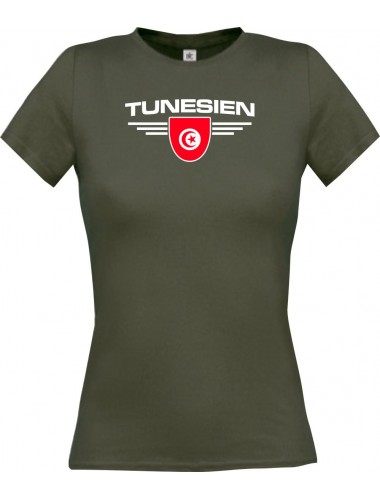 Lady T-Shirt Tunesien, Wappen mit Wunschnamen und Wunschnummer Land, Länder