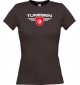 Lady T-Shirt Tunesien, Wappen mit Wunschnamen und Wunschnummer Land, Länder, braun, L