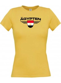 Lady T-Shirt Ägypten, Wappen mit Wunschnamen und Wunschnummer Land, Länder, gelb, L