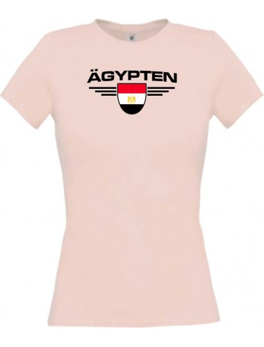 Lady T-Shirt Ägypten, Wappen mit Wunschnamen und Wunschnummer Land, Länder, rosa, L