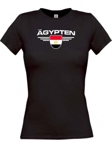 Lady T-Shirt Ägypten, Wappen mit Wunschnamen und Wunschnummer Land, Länder, schwarz, L