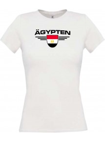 Lady T-Shirt Ägypten, Wappen mit Wunschnamen und Wunschnummer Land, Länder, weiss, L