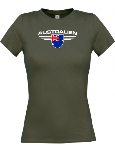 Lady T-Shirt Australien, Wappen mit Wunschnamen und Wunschnummer Land, Länder