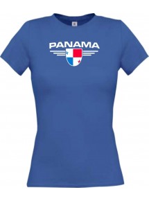 Lady T-Shirt Panama, Wappen mit Wunschnamen und Wunschnummer Land, Länder, royal, L
