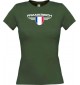 Lady T-Shirt Frankreich, Wappen mit Wunschnamen und Wunschnummer Land, Länder, gruen, L
