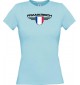 Lady T-Shirt Frankreich, Wappen mit Wunschnamen und Wunschnummer Land, Länder, hellblau, L