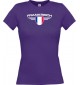 Lady T-Shirt Frankreich, Wappen mit Wunschnamen und Wunschnummer Land, Länder, lila, L