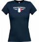Lady T-Shirt Frankreich, Wappen mit Wunschnamen und Wunschnummer Land, Länder, navy, L