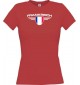 Lady T-Shirt Frankreich, Wappen mit Wunschnamen und Wunschnummer Land, Länder, rot, L