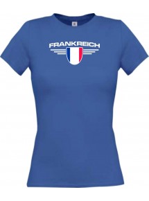 Lady T-Shirt Frankreich, Wappen mit Wunschnamen und Wunschnummer Land, Länder, royal, L