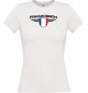 Lady T-Shirt Frankreich, Wappen mit Wunschnamen und Wunschnummer Land, Länder, weiss, L