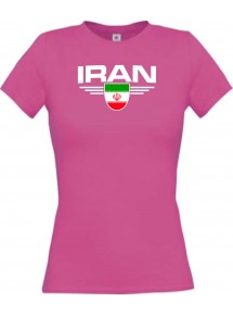 Lady T-Shirt Iran, Wappen mit Wunschnamen und Wunschnummer Land, Länder