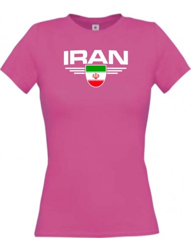 Lady T-Shirt Iran, Wappen mit Wunschnamen und Wunschnummer Land, Länder