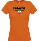 Lady T-Shirt Iran, Wappen mit Wunschnamen und Wunschnummer Land, Länder, orange, L