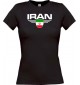 Lady T-Shirt Iran, Wappen mit Wunschnamen und Wunschnummer Land, Länder, schwarz, L
