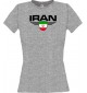 Lady T-Shirt Iran, Wappen mit Wunschnamen und Wunschnummer Land, Länder, sportsgrey, L