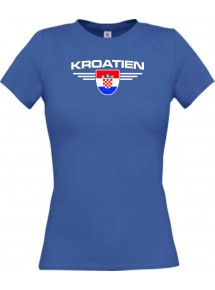 Lady T-Shirt Kroatien, Wappen mit Wunschnamen und Wunschnummer Land, Länder