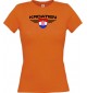 Lady T-Shirt Kroatien, Wappen mit Wunschnamen und Wunschnummer Land, Länder, orange, L