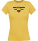 Lady T-Shirt Kolumbien, Wappen mit Wunschnamen und Wunschnummer Land, Länder, gelb, L