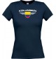 Lady T-Shirt Kolumbien, Wappen mit Wunschnamen und Wunschnummer Land, Länder, navy, L
