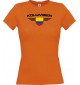 Lady T-Shirt Kolumbien, Wappen mit Wunschnamen und Wunschnummer Land, Länder, orange, L