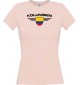 Lady T-Shirt Kolumbien, Wappen mit Wunschnamen und Wunschnummer Land, Länder, rosa, L