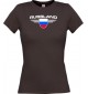 Lady T-Shirt Russland, Wappen mit Wunschnamen und Wunschnummer Land, Länder, braun, L