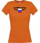 Lady T-Shirt Russland, Wappen mit Wunschnamen und Wunschnummer Land, Länder, orange, L