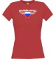 Lady T-Shirt Russland, Wappen mit Wunschnamen und Wunschnummer Land, Länder, rot, L