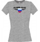Lady T-Shirt Russland, Wappen mit Wunschnamen und Wunschnummer Land, Länder, sportsgrey, L