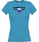 Lady T-Shirt Russland, Wappen mit Wunschnamen und Wunschnummer Land, Länder, türkis, L