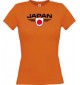 Lady T-Shirt Japan, Wappen mit Wunschnamen und Wunschnummer Land, Länder, orange, L