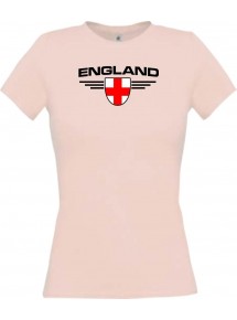 Lady T-Shirt England, Wappen mit Wunschnamen und Wunschnummer Land, Länder