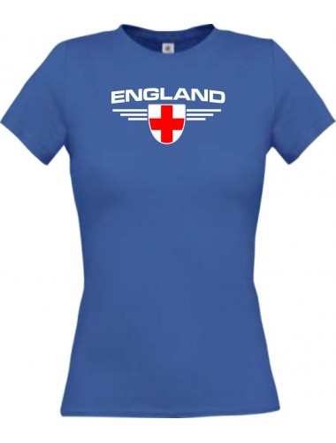 Lady T-Shirt England, Wappen mit Wunschnamen und Wunschnummer Land, Länder, royal, L