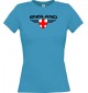 Lady T-Shirt England, Wappen mit Wunschnamen und Wunschnummer Land, Länder, türkis, L