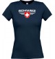 Lady T-Shirt Schweiz, Wappen mit Wunschnamen und Wunschnummer Land, Länder, navy, L