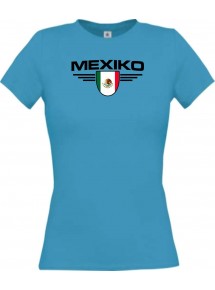 Lady T-Shirt Mexiko, Wappen mit Wunschnamen und Wunschnummer Land, Länder