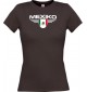 Lady T-Shirt Mexiko, Wappen mit Wunschnamen und Wunschnummer Land, Länder, braun, L
