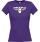 Lady T-Shirt Mexiko, Wappen mit Wunschnamen und Wunschnummer Land, Länder, lila, L