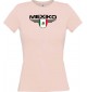Lady T-Shirt Mexiko, Wappen mit Wunschnamen und Wunschnummer Land, Länder, rosa, L