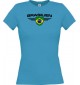 Lady T-Shirt Brasilien, Wappen mit Wunschnamen und Wunschnummer Land, Länder, türkis, L