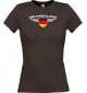 Lady T-Shirt Deutschland, Wappen mit Wunschnamen und Wunschnummer Land, Länder, braun, L