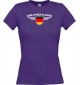 Lady T-Shirt Deutschland, Wappen mit Wunschnamen und Wunschnummer Land, Länder, lila, L
