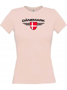 Lady T-Shirt Dänemark, Wappen mit Wunschnamen und Wunschnummer Land, Länder