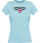 Lady T-Shirt Costa Rica, Wappen mit Wunschnamen und Wunschnummer Land, Länder, hellblau, L